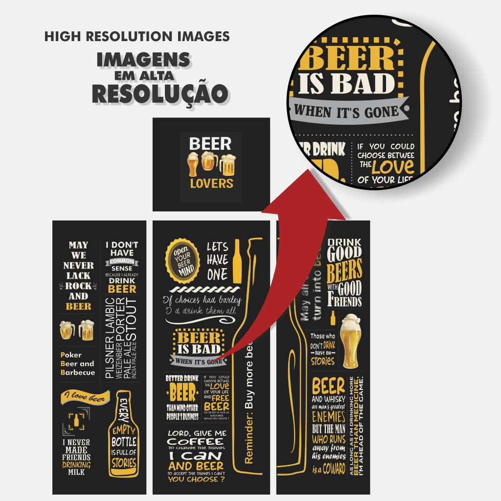 Adesivo Envelopamento para Geladeira - Tema Cerveja Frases CF166E