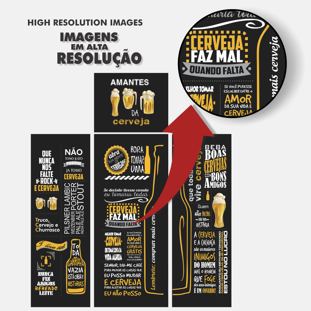 Adesivo Envelopamento para Geladeira - Tema Cerveja Frases CF166B