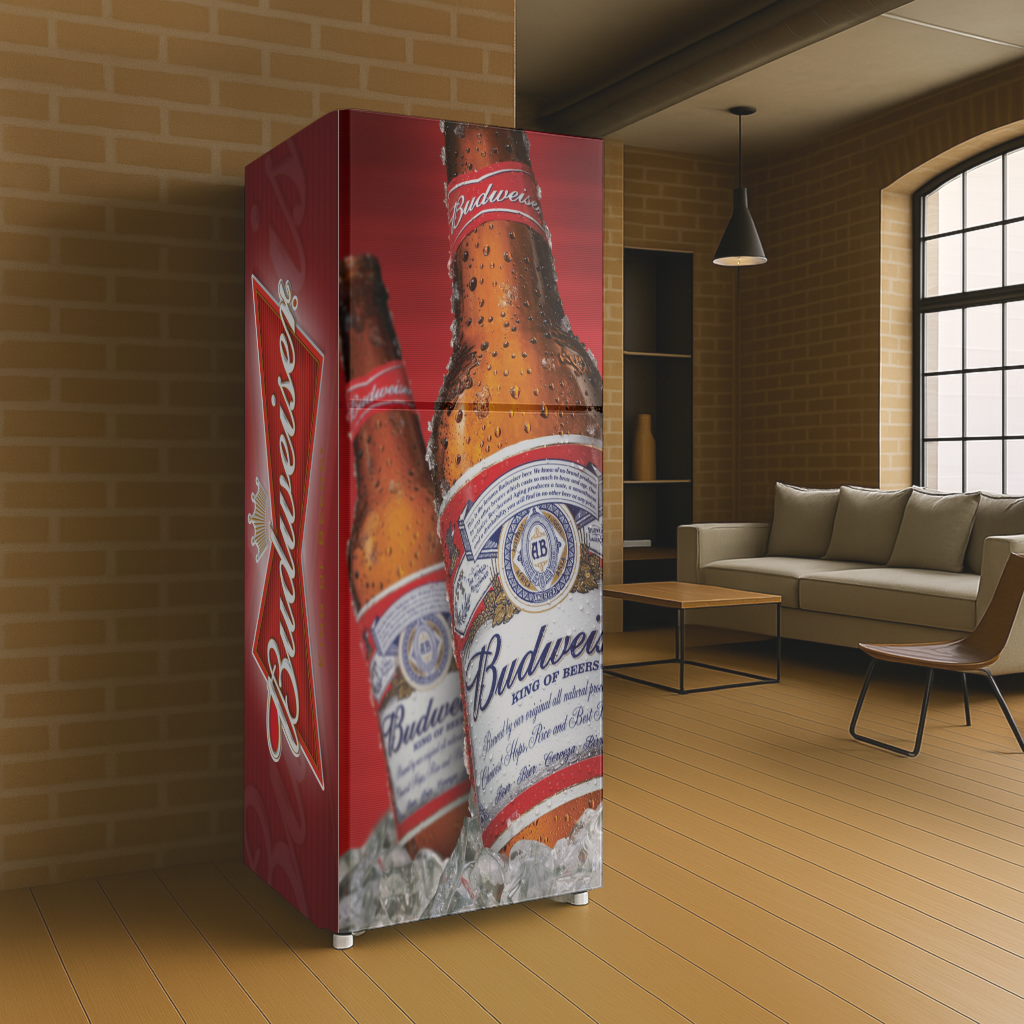 Adesivo Envelopamento para Geladeira - Tema Cerveja BD006 Budweiser