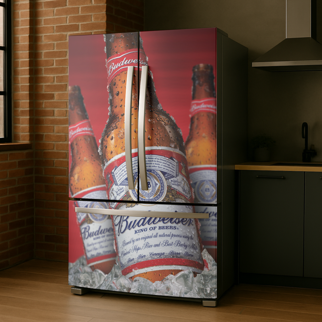 Adesivo Envelopamento para Geladeira - Tema Cerveja BD006 Budweiser