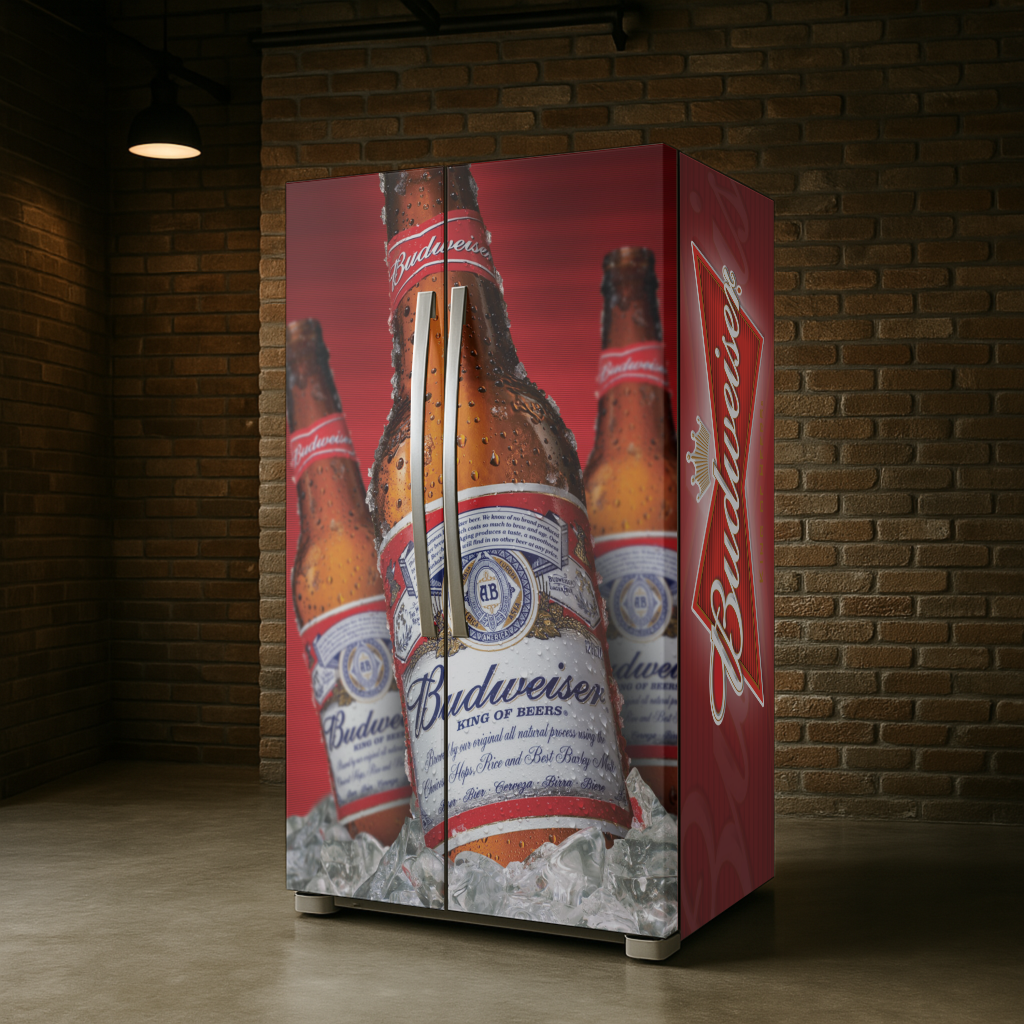 Adesivo Envelopamento para Geladeira - Tema Cerveja BD006 Budweiser