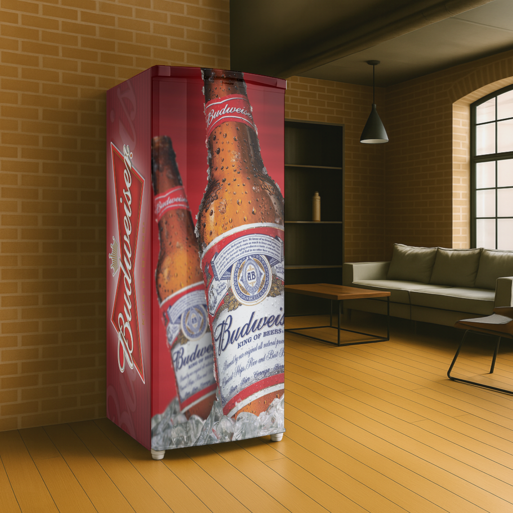 Adesivo Envelopamento para Geladeira - Tema Cerveja BD006 Budweiser