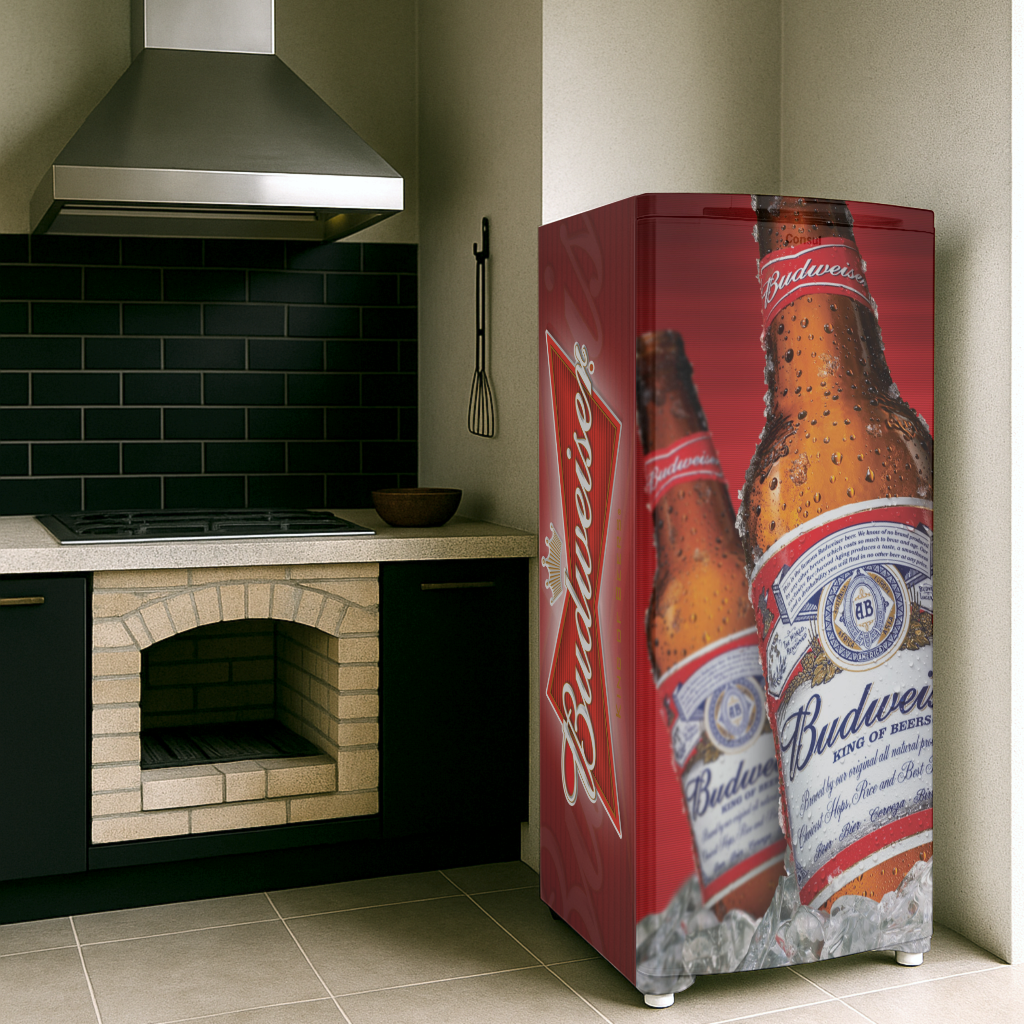 Adesivo Envelopamento para Geladeira - Tema Cerveja BD006 Budweiser