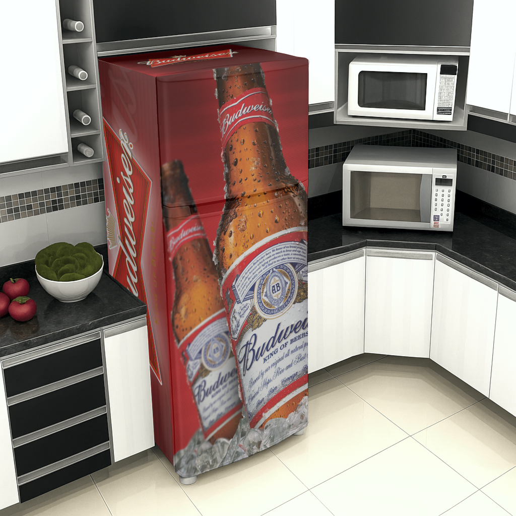 Adesivo Envelopamento para Geladeira - Tema Cerveja BD006 Budweiser