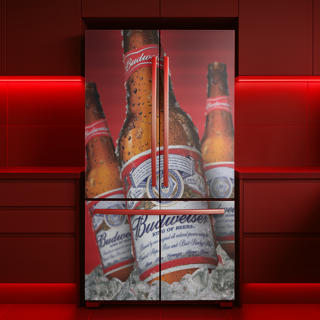 Adesivo Envelopamento para Geladeira - Tema Cerveja BD006 Budweiser