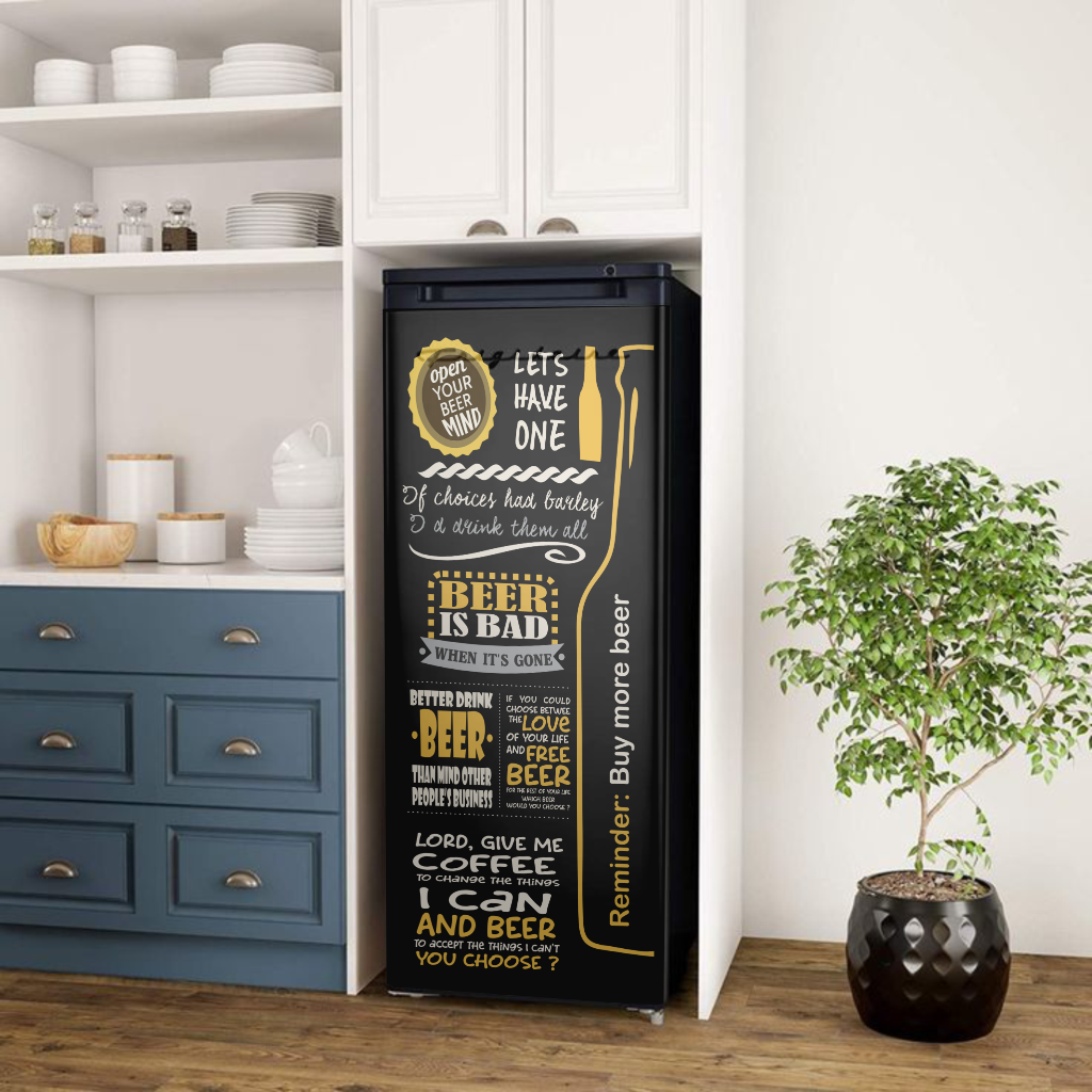 Adesivo Envelopamento para Geladeira - Tema Cerveja Frases CF166E