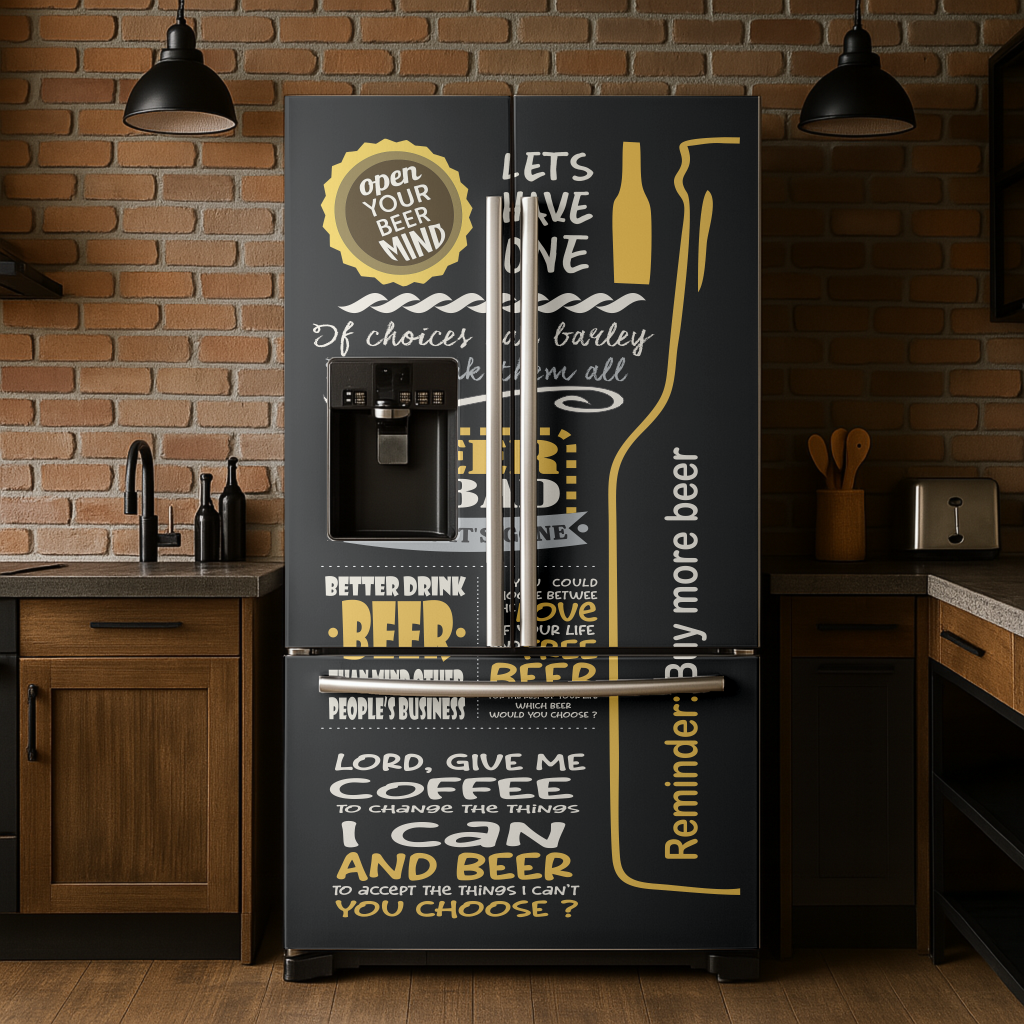 Adesivo Envelopamento para Geladeira - Tema Cerveja Frases CF166E
