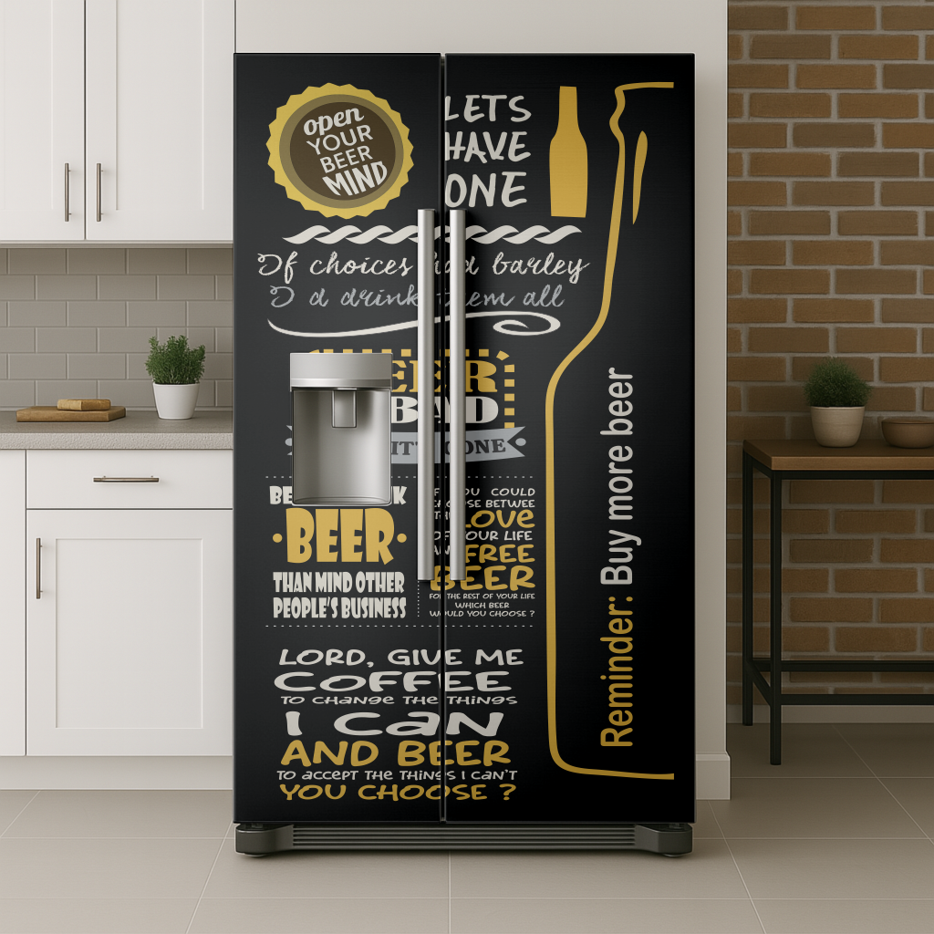 Adesivo Envelopamento para Geladeira - Tema Cerveja Frases CF166E