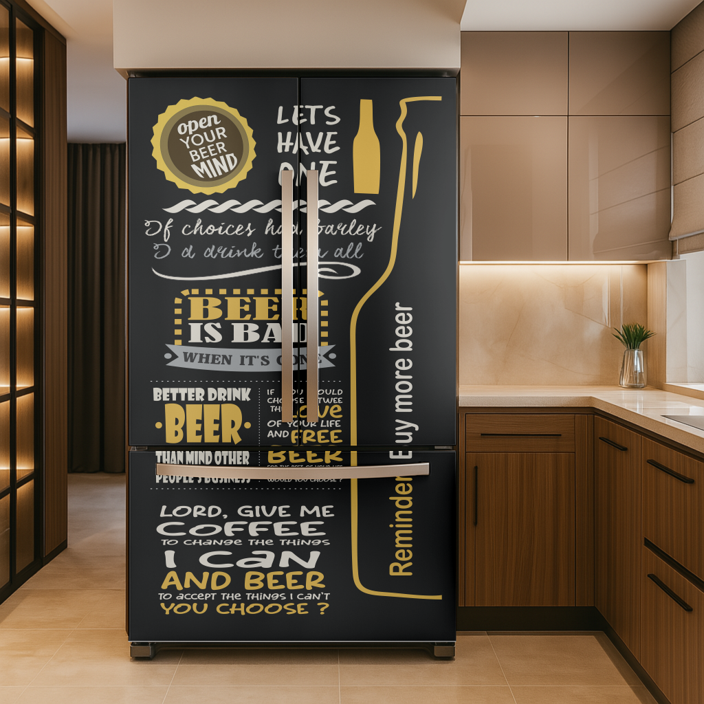 Adesivo Envelopamento para Geladeira - Tema Cerveja Frases CF166E